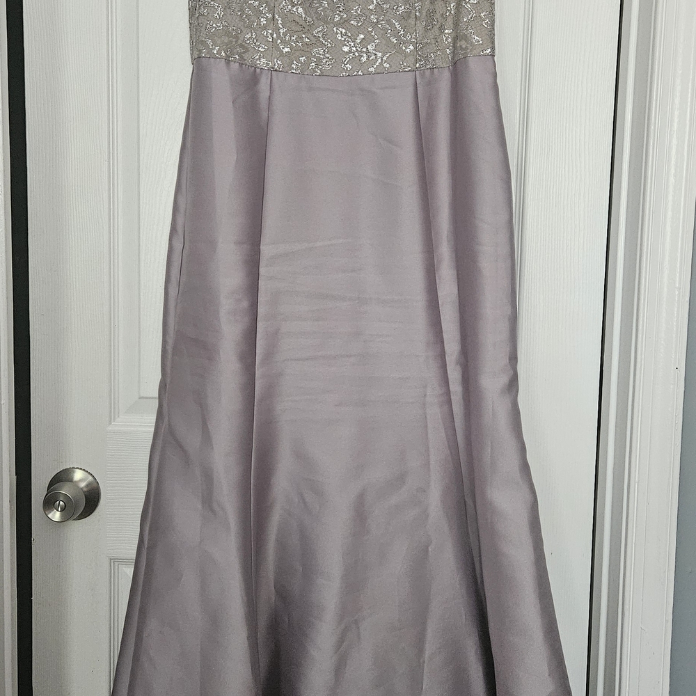 Camille La Vie Silver Strapless A-Line Gown
